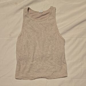 Yogalicious Cream Fitted Crop Tank Top